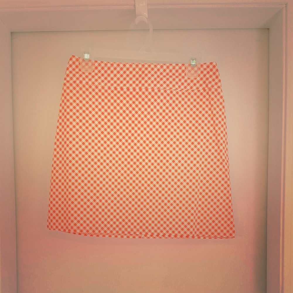 Copper Key Orange/White Checkered Miniskirt